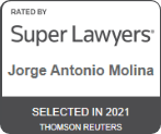 Insignia de Super Lawyers para Jorge Antonio Molina in 2021